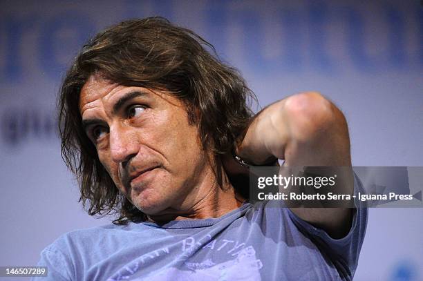 Italian author and musician Luciano Ligabue attends the public conference "Scrivere il Futuro" for La Repubblica delle Idee festival at Palazzo del...