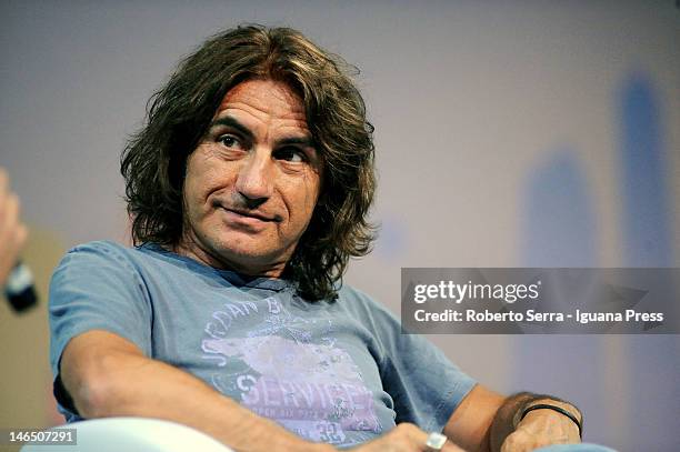 Italian author and musician Luciano Ligabue attends the public conference "Scrivere il Futuro" for La Repubblica delle Idee festival at Palazzo del...