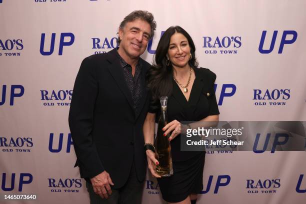 Boston Celtics Lead Owner Wyc Grousbeck and Cincoro CEO & Co-Founder Emilia Fazzalari attend The Wheels Up and Rao's exclusive Super Bowl Pop-Up...