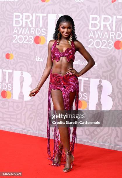 Leomie Anderson attends The BRIT Awards 2023 at The O2 Arena on February 11, 2023 in London, England.