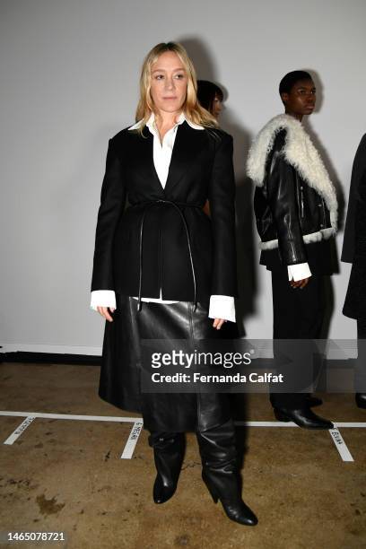 Chloë Sevigny poses backstage at the Proenza Schouler show during New York Fashion Week: The Shows at Chelsea Factory on February 11, 2023 in New...