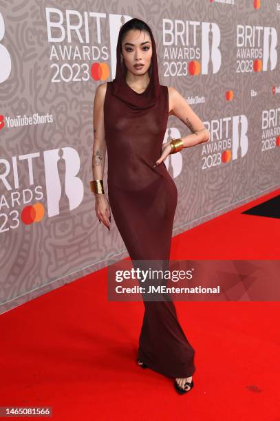 Rina Sawayama attends The BRIT Awards 2023 at The O2 Arena on February 11, 2023 in London, England.