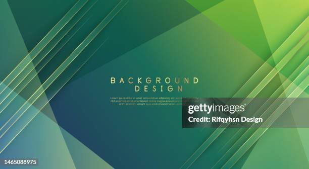 ilustrações de stock, clip art, desenhos animados e ícones de abstract blue and green technology geometric background with stripes gold line. modern futuristic background - tecnologia verde