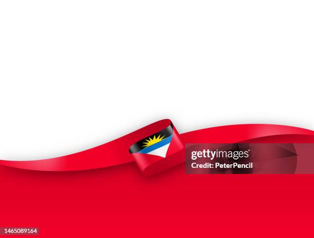 antigua and barbuda flag ribbon. antiguan and barbudian flag long banner on background. template. space for copy. vector stock illustration - antigua and barbuda flag stock illustrations