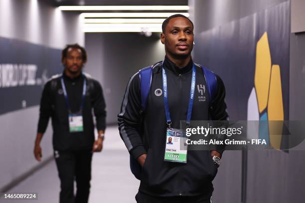 Odion Ighalo of Al Hilal arrives at the stadium prior to the FIFA Club World Cup Morocco 2022 Final match between Real Madrid and Al Hilal at Prince...