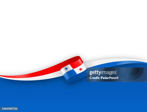 panama flag ribbon. panamanian flag long banner on background. template. space for copy. vector stock illustration - panama flag stock illustrations