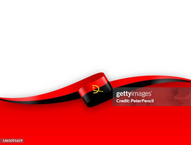 angola flag ribbon. angolan flag long banner on background. template. space for copy. vector stock illustration - angola flag stock illustrations