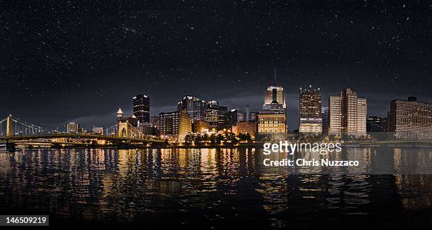 stary night sky over pittsburgh pennsylvania - pittsburgh city stock pictures, royalty-free photos & images