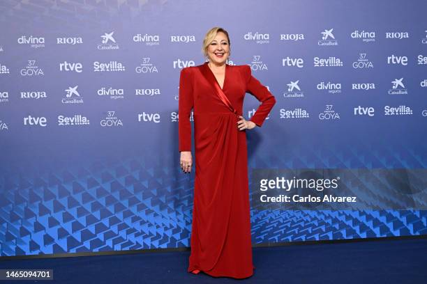 Carmen Machi attends the red carpet at the Goya Awards 2023 at FIBES Conference and Exhibition Centre on February 11, 2023 in Seville, Spain.
