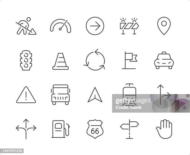 traffic icon set. editable stroke weight. pixel perfect icons. - light rail icon stock illustrations