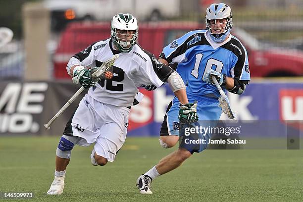 Greg Gurenlian of the Long Island Lizards controls the ball against the Ohio Machine on June 16, 2012 at Selby Stadium in Delaware, Ohio.