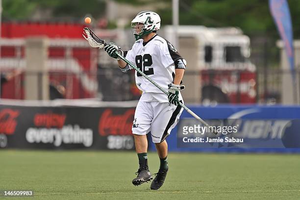Michael Skudin of the Long Island Lizards controls the ball against the Ohio Machine on June 16, 2012 at Selby Stadium in Delaware, Ohio.