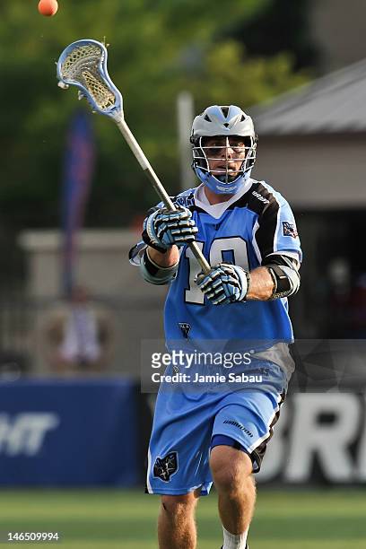 Eric O'Brien of the Ohio Machine controls the ball against the Long Island Lizards on June 16, 2012 at Selby Stadium in Delaware, Ohio.