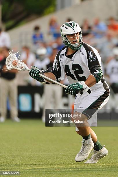 Max Seibald of the Long Island Lizards controls the ball against the Ohio Machine on June 16, 2012 at Selby Stadium in Delaware, Ohio.