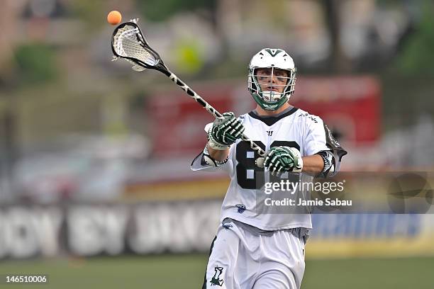 Kevin Unterstein of the Long Island Lizards controls the ball against the Ohio Machine on June 16, 2012 at Selby Stadium in Delaware, Ohio.