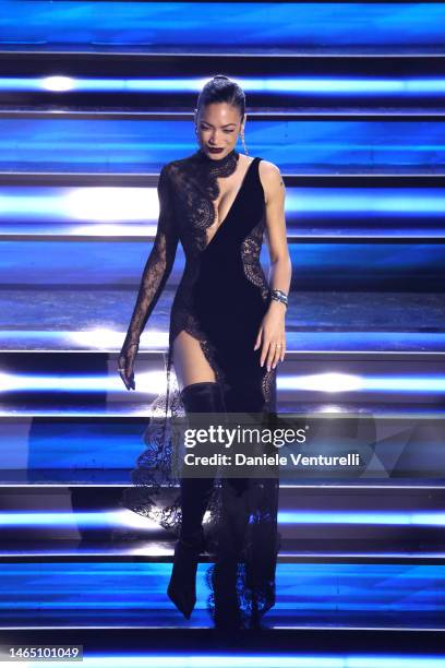 Elodie attends the 73rd Sanremo Music Festival 2023 at Teatro Ariston on February 11, 2023 in Sanremo, Italy.