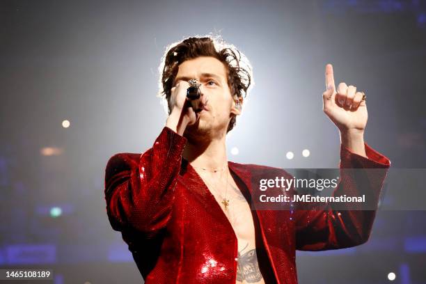 Harry Styles performs on stage during The BRIT Awards 2023 at The O2 Arena on February 11, 2023 in London, England.