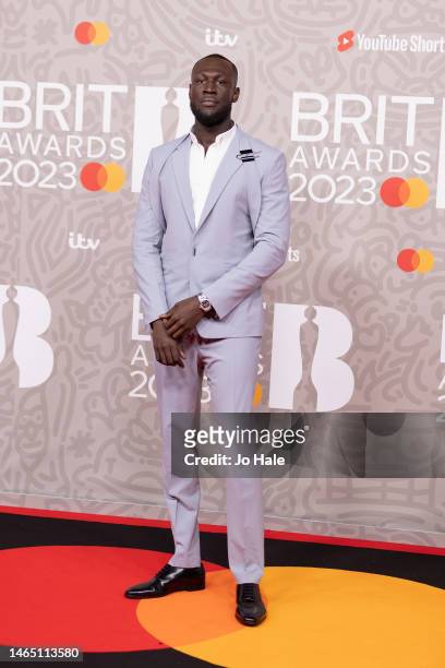 Stormzy attends The BRIT Awards 2023 at The O2 Arena on February 11, 2023 in London, England.