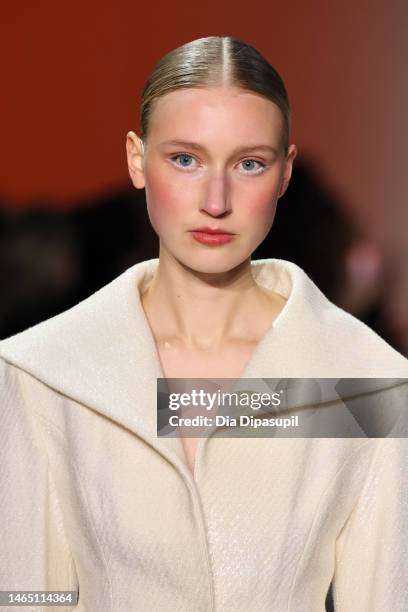 Model walks the runway at the Son Jung Wan show during New York Fashion Week: The Shows at Gallery at Spring Studios on February 11, 2023 in New York...