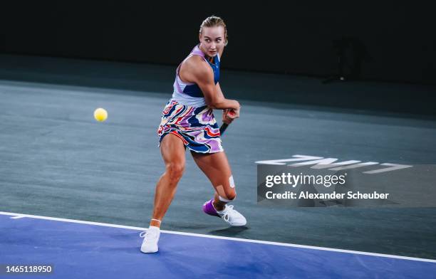 Anastasia Potpova in action during day six of the Upper Austria Ladies Linz 2023 on February 11, 2023 in Linz, Austria.