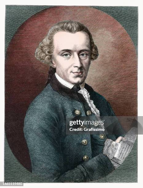 philosoph immanuel kant schreibt briefillustration von 1870 - kant stock-grafiken, -clipart, -cartoons und -symbole