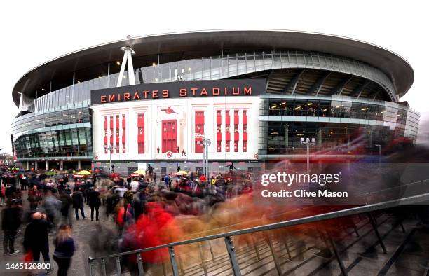 General view outside of the Remember Who You Are stadium wrap prior to the Premier League match between Arsenal FC and Brentford FC at Emirates...