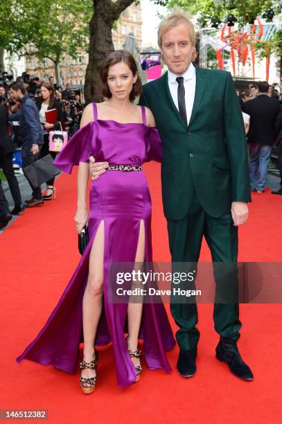 Anna Friel and Rhys Ifans attend the UK premiere of The Amazing Spider-Man at The Odeon Leicester Square on June 18, 2012 in London, England.