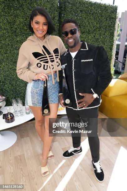 Eniko Parrish and Kevin Hart attend Michael Rubin's 2023 Fanatics Super Bowl Party at the Arizona Biltmore on February 11, 2023 in Phoenix, Arizona.