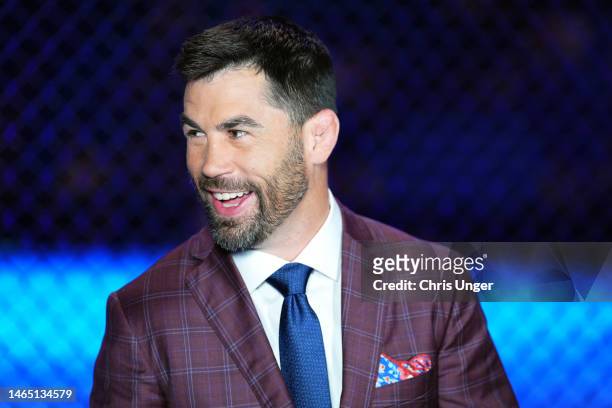 Dominick Cruz anchors the broadcast during the UFC 284 event at RAC Arena on February 12, 2023 in Perth, Australia.