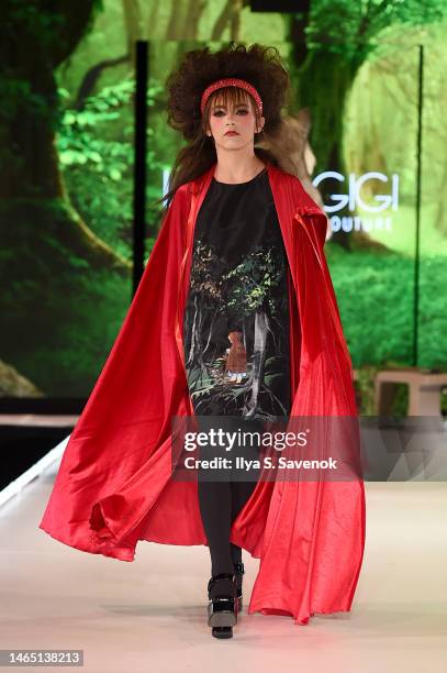 Model walks the runway for Lulu Et Gigi during the Runway 7 Fall/Winter 2023 Shows at Sony Hall on February 11, 2023 in New York City.