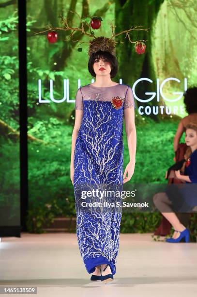 Model walks the runway for Lulu Et Gigi during the Runway 7 Fall/Winter 2023 Shows at Sony Hall on February 11, 2023 in New York City.