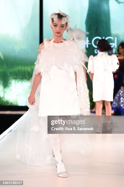 Model walks the runway for Lulu Et Gigi during the Runway 7 Fall/Winter 2023 Shows at Sony Hall on February 11, 2023 in New York City.