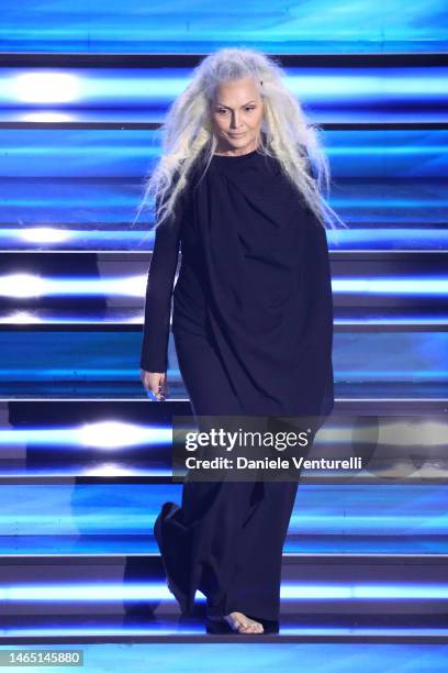 Anna Oxa attends the 73rd Sanremo Music Festival 2023 at Teatro Ariston on February 11, 2023 in Sanremo, Italy.