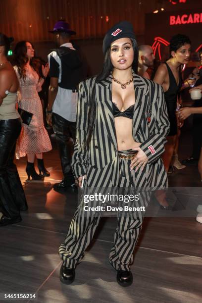 Mabel attends the Manny Norté X BACARDÍ Rum MOVE GOOD BRITS After Party hosted after The BRIT Awards at The Londoner Hotel on February 11, 2023 in...
