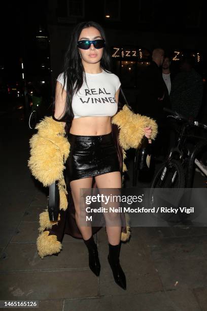 Charli XCX seen attending The BRIT Awards 2023 Warner Records afterparty at NoMad on February 11, 2023 in London, England.