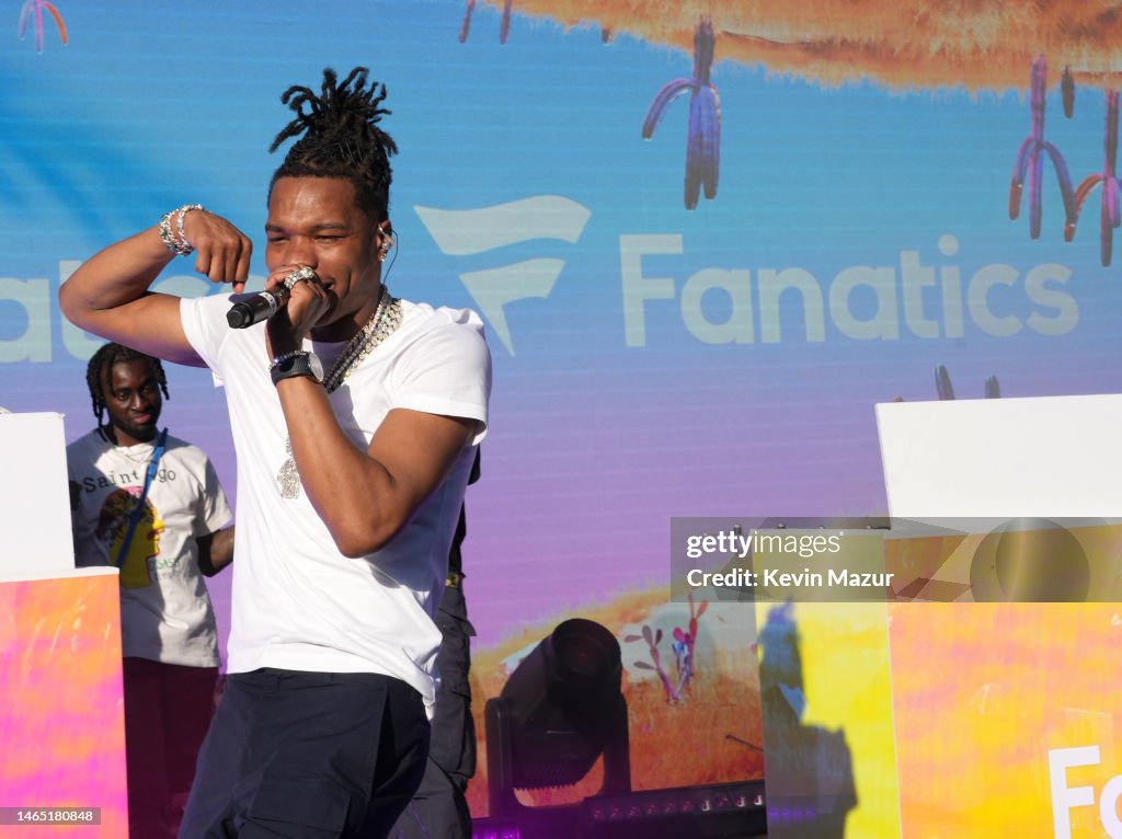 Lil Baby performs during Michael Rubin's 2023 Fanatics Super Bowl