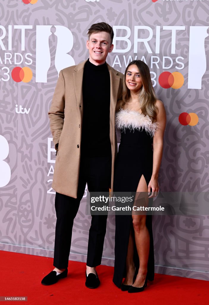 Ambar Driscoll and Caspar Lee attend The BRIT Awards 2023 at The O2