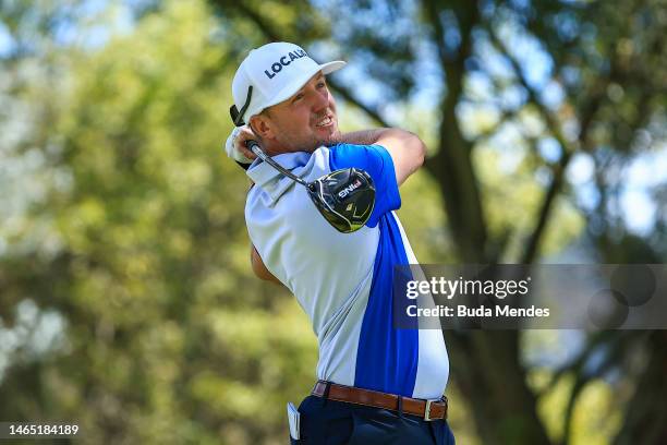 Jonas Blixt of Sweden plays his tee shot on the 6th hole during the third round of the Astara Golf Championship presented by Mastercard at Country...