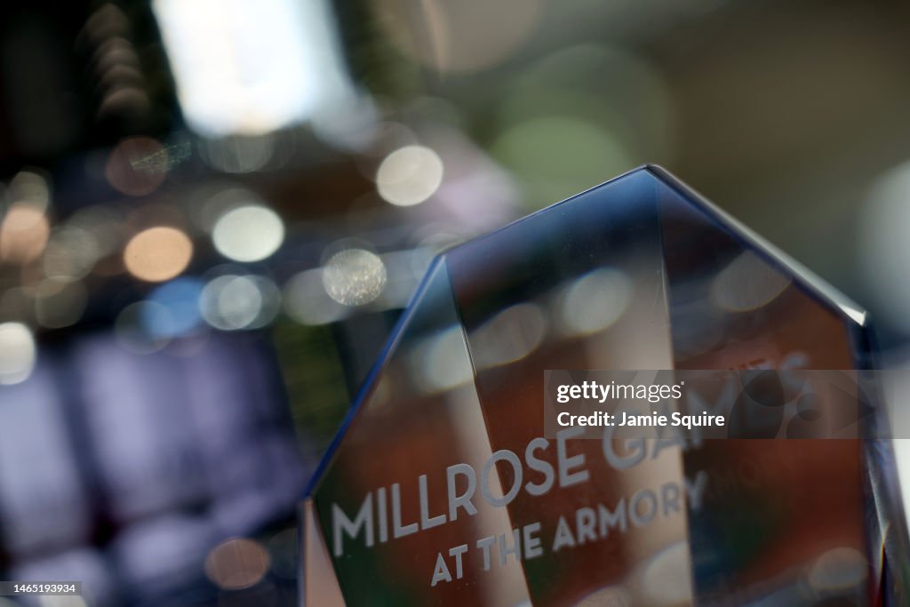 A detail of a trophy during the 115th Millrose Games at The Armory