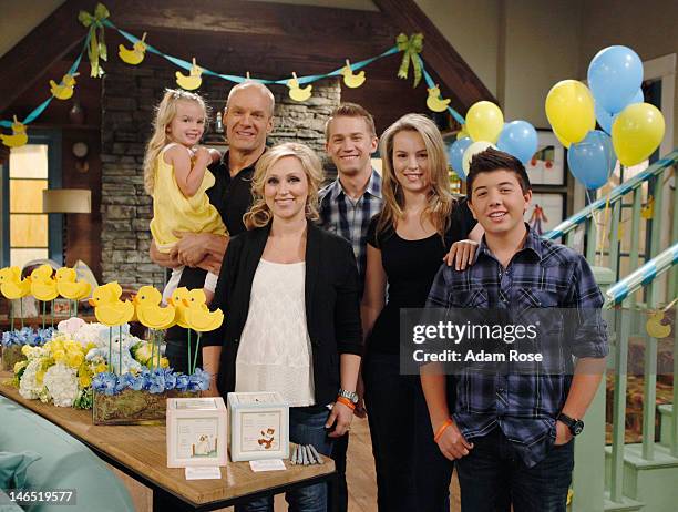 The cast of "Good Luck Charlie," Bridgit Mendler, Jason Dolley, Leigh-Allyn Baker, Bradley Steven Perry, Mia Talerico and Eric Allan Kramer,...