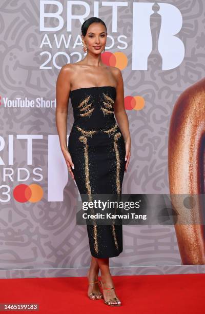 Maya Jama attends The BRIT Awards 2023 at The O2 Arena on February 11, 2023 in London, England.