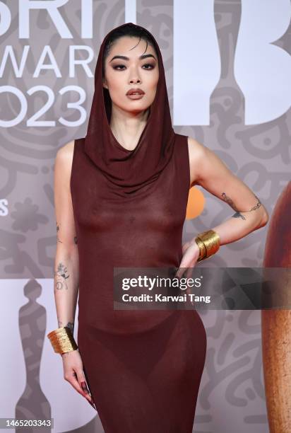 Rina Sawayama attends The BRIT Awards 2023 at The O2 Arena on February 11, 2023 in London, England.