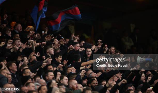 Crystal Palace fans are seen during the Premier League match between Crystal Palace and Brighton & Hove Albion at Selhurst Park on February 11, 2023...