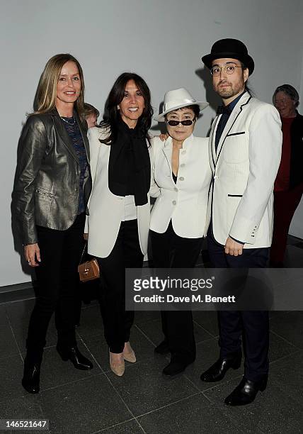 Barbara Bach, Olivia Harrison, Yoko Ono and Sean Lennon attend a Council Reception launching Yoko Ono's exhibition 'To The Light' at The Serpentine...