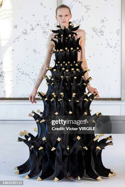 Model walks the runway during the Area Ready to Wear Spring/Summer 2023 fashion show as part of the New York Fashion Week on February 11, 2023 IN NY.