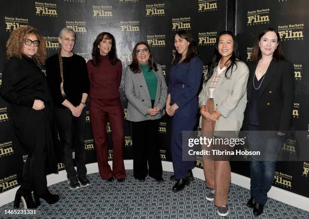 Ruth Carter, Gwendolyn Yates Whittle, Mary Zophres, Claudia Puig, Anne Alvergue, Domee Shi and Hannah Minghella attend the Women's Panel during the...