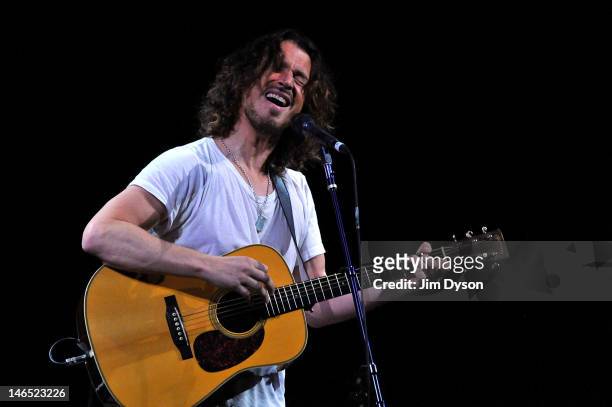 Musician Chris Cornell performs live on stage during his acoustic 'Songbook' tour, at London Palladium on June 18, 2012 in London, United Kingdom.