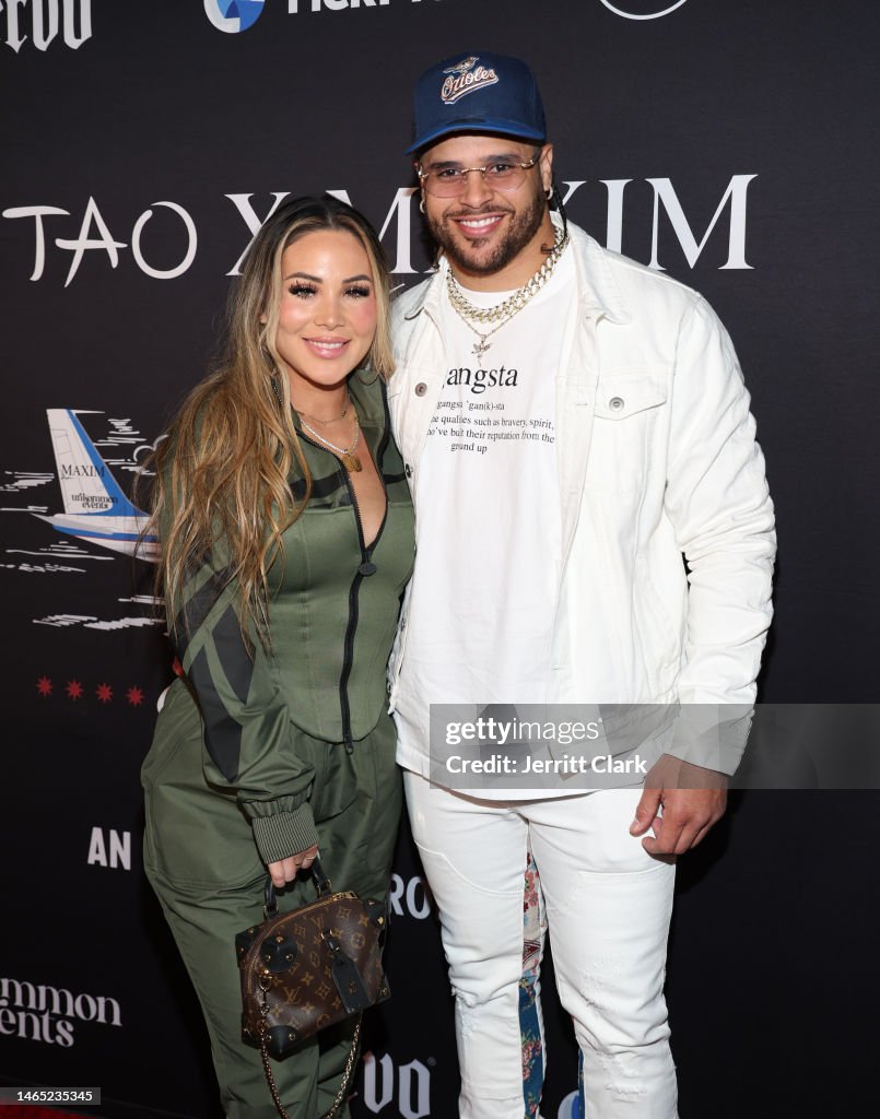 Amanda Taney and Keith Smith attend Tao X Maxim Big Game Party: An