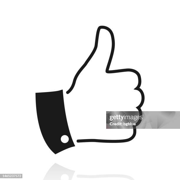 thumbs up. icon with reflection on white background - white instagram logo stock illustrations