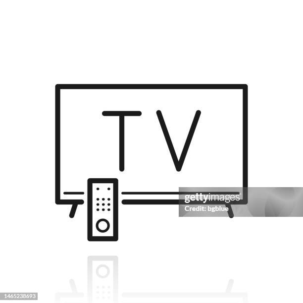 tv. icon with reflection on white background - smart tv stock illustrations